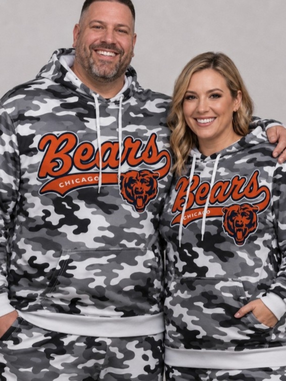 Chicago Bears  Gray Camo Sweatsuit New 2XL